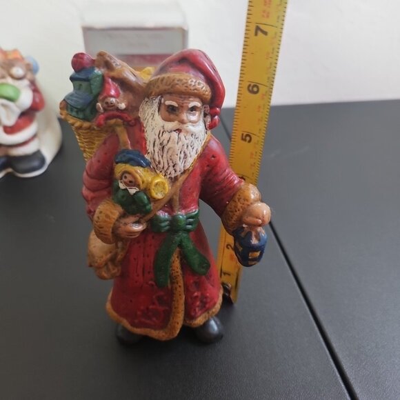 Lot of 10 Vintage Santa Ornaments Figurines Ceramic Plastic Blow Mold Taiwan - Picture 13 of 16